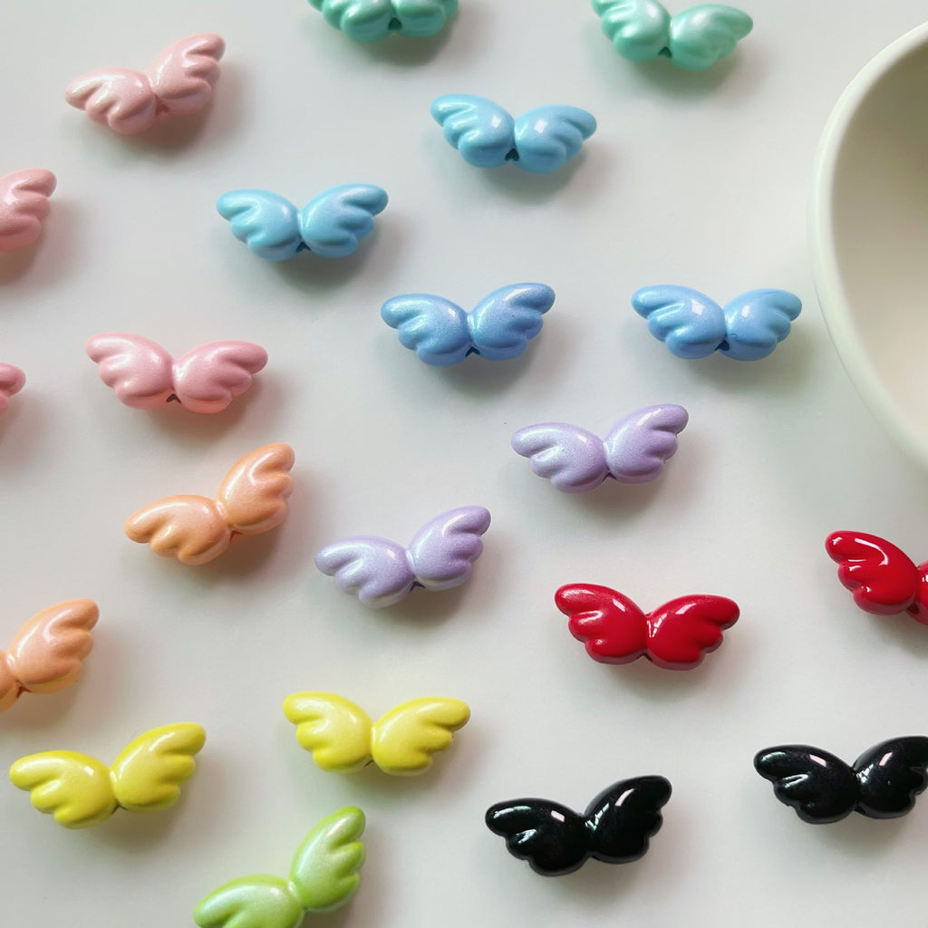 Chubby Wing Metal Beads 17mm Glossy Enamel Finish 10pcs 5