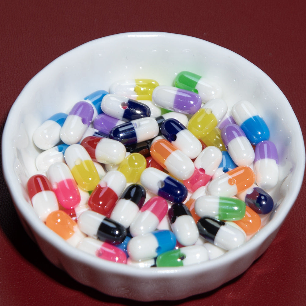 Plating Capsule Resin Beads 12mm Glossy Two Tone 20pcs