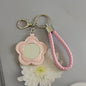 Colorful PU Leather Flower Mirror Wristlet Keychain 3pcs 9