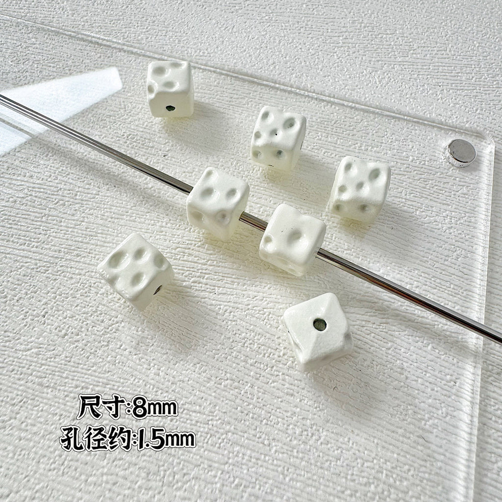 Square Metal Beads 8mm Baking Painted Cheese Cube Alloy 20pcs 4