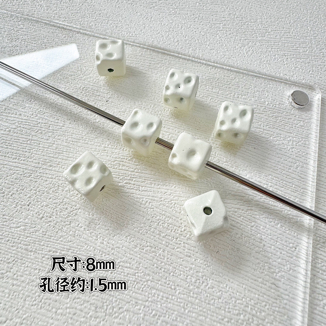 Square Metal Beads 8mm Baking Painted Cheese Cube Alloy 20pcs 4
