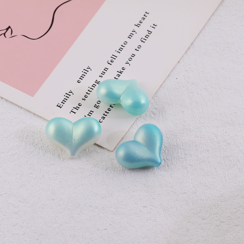 Matte Gradient Heart Acrylic Beads 23mm Imitation Pearl 100pcs 4