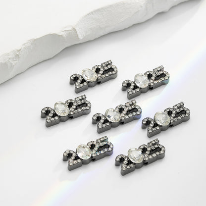 Plate Rhinestone Beads 23mm Alloy 2025 Embeded Mixed Colors 10pcs 10