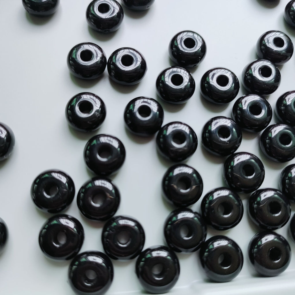 Acrylic Spacer Beads 10mm 6mm Glossy Black And White 100pcs 2