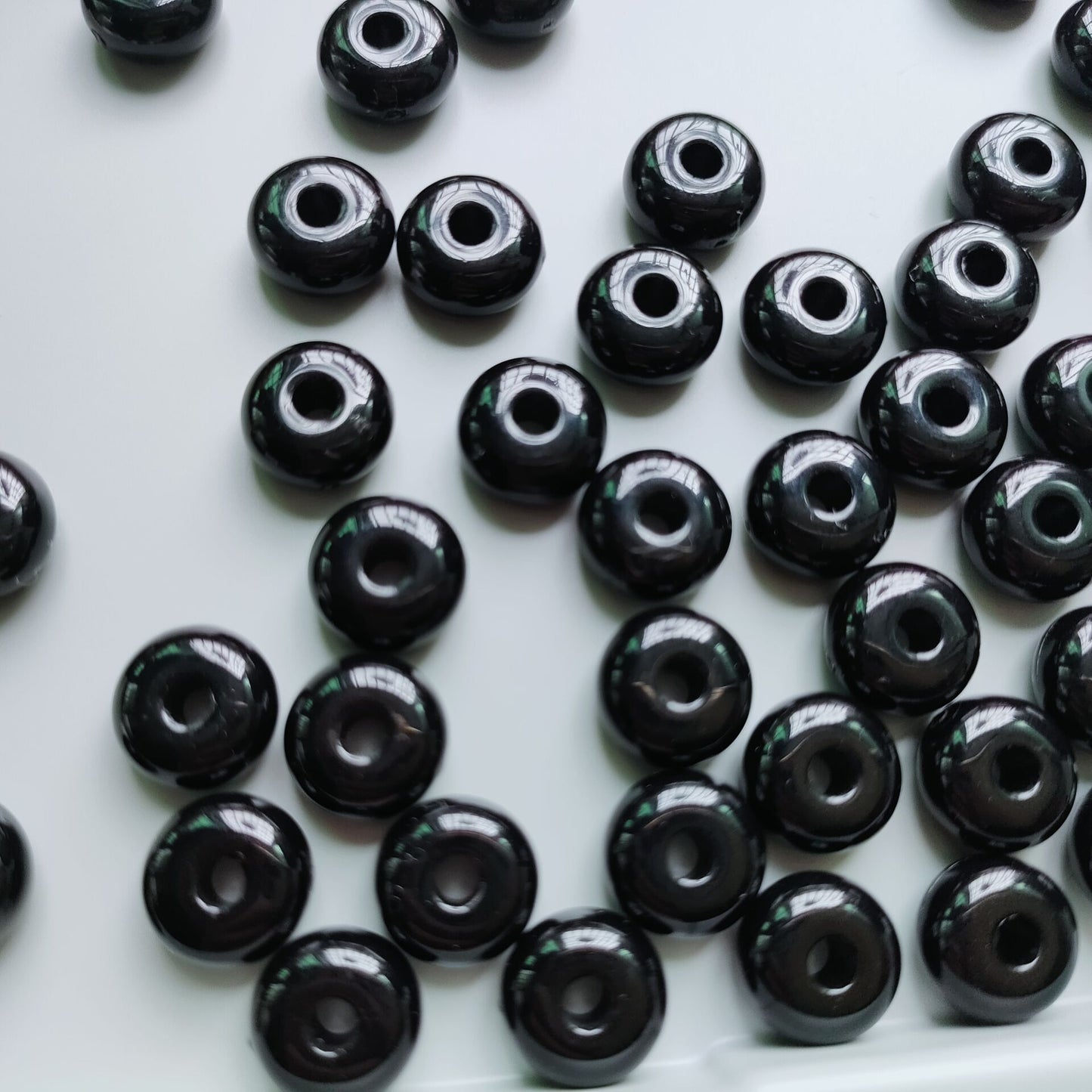Acrylic Spacer Beads 10mm 6mm Glossy Black And White 100pcs 2