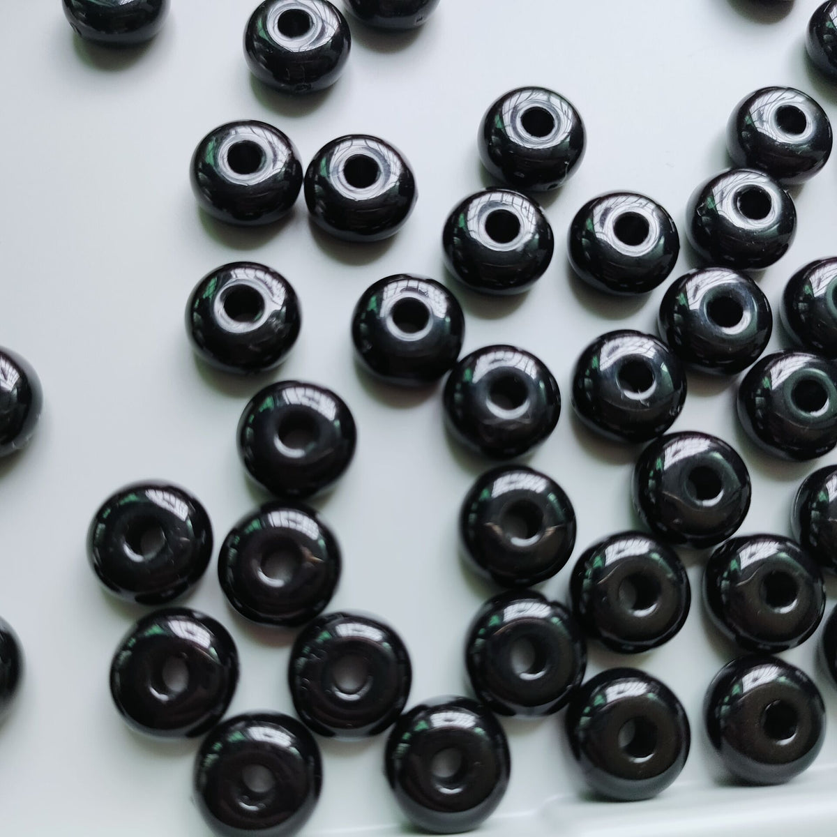 Acrylic Spacer Beads 10mm 6mm Glossy Black And White 100pcs 2