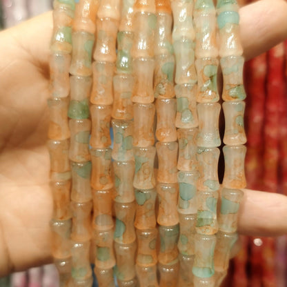 Transparent Bamboo Shape Glass Beads 6x12mm Glossy Finish 5 Strands 26