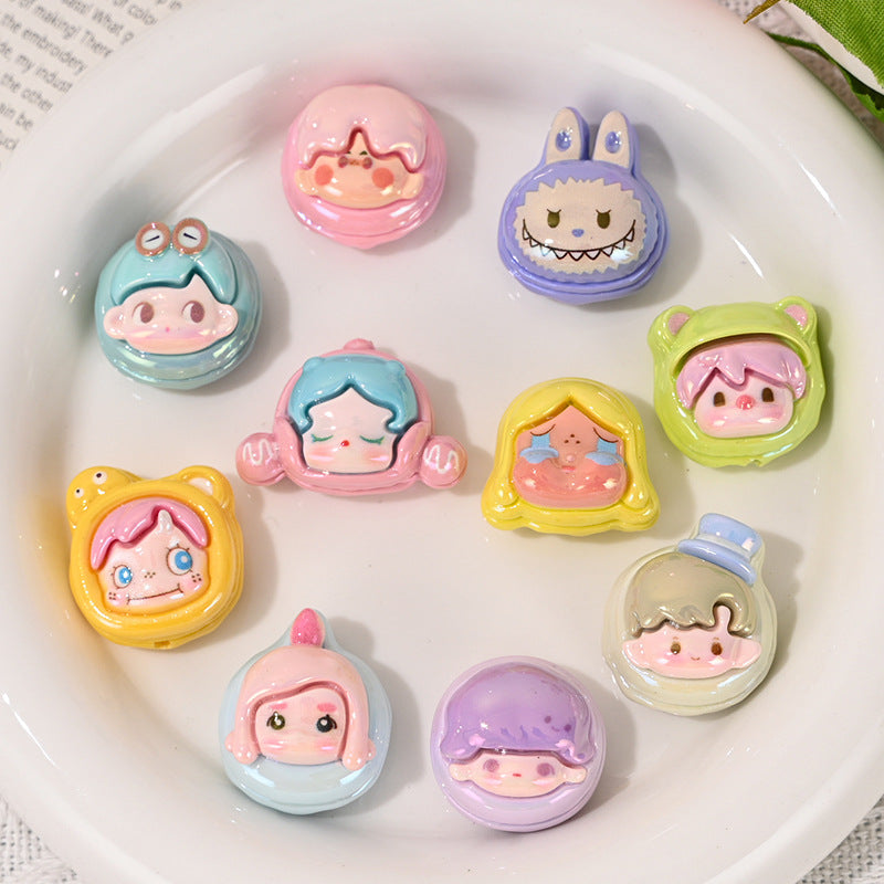 Cute Beans Resin Beads Glossy Pastel Colors 10pcs 2