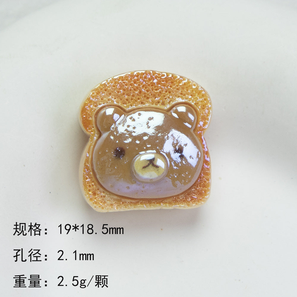 Bread Toast Series Resin Beads Whimsical Glossy Pastries 20pcs 12