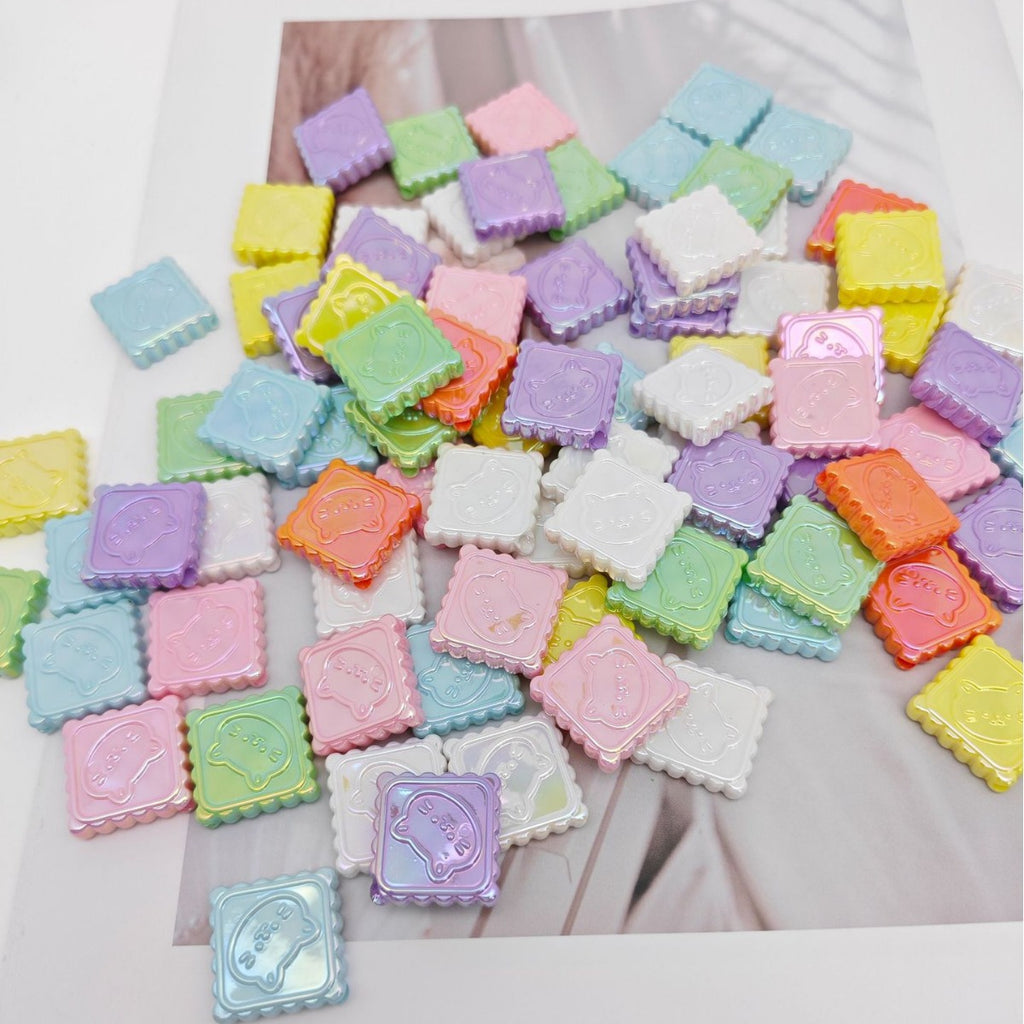 Plating Cat Biscuits Acrylic Beads 21x6mm Pastel Rainbow Glossy 50pcs 4