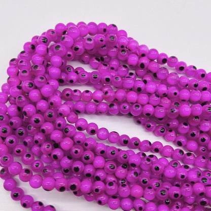 Millefiori Evil Eye Round Lampwork Glass Beads 6mm 124pcs 21