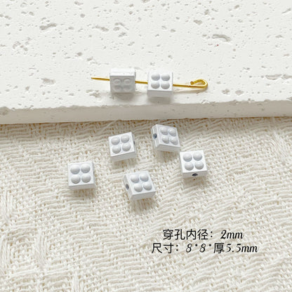 Chair and Jigsaw Metal Beads Painted Colorful Glossy 20pcs 6