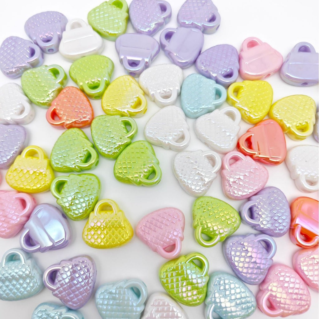 UV Plating Handbag Acrylic Beads 23x22x7mm Pastel Glossy 50pcs 4