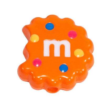 Hand Painted Bitten Cookie Acrylic Beads 22mm Enamel Glossy 10pcs 27