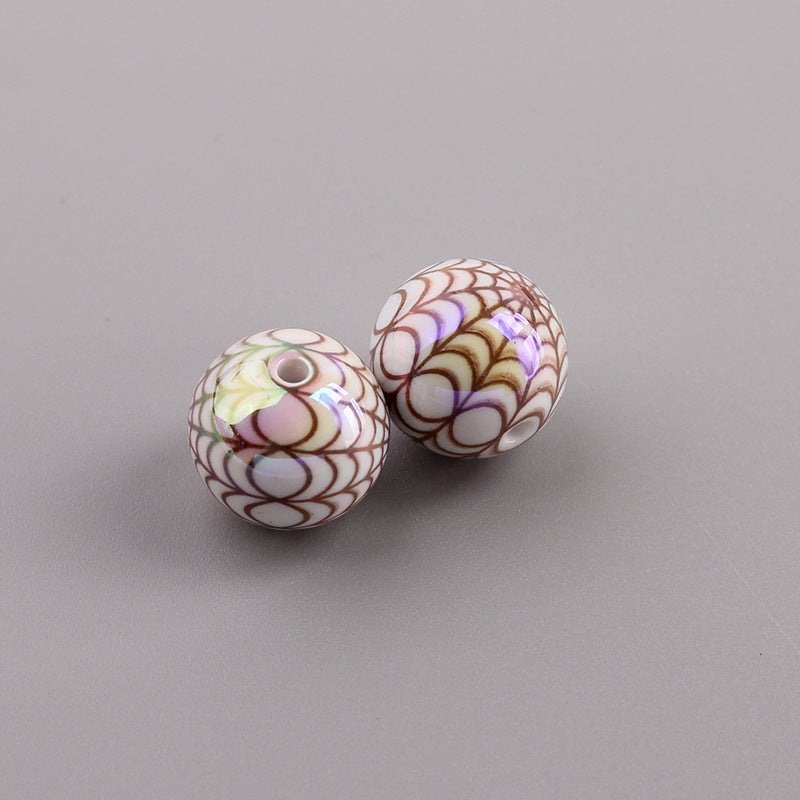Plating Spider Web Acrylic Beads 15mm Halloween Glossy 50pcs 10