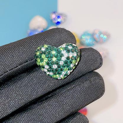 Rhinestone Heart Clay Beads 24mm Colorful Shamballa 6pcs 20
