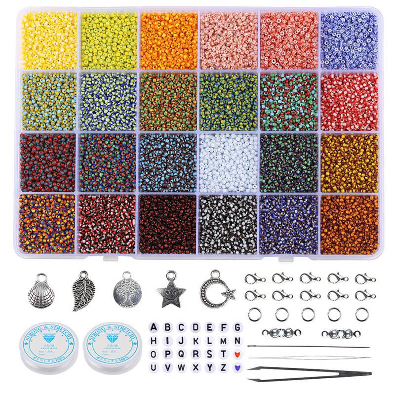 Transparent Seed Glass Beads 2mm 24 Vibrant Colors Glossy Finish 11