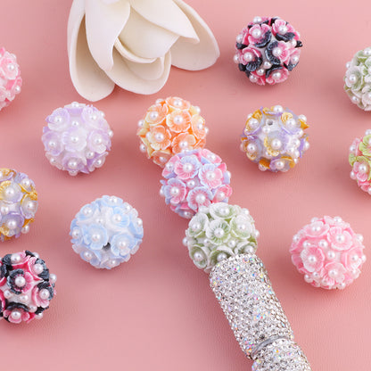 Flower Cluster Clay Beads 20mm Glow In The Dark Pastel Pearl 10pcs