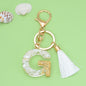 Tassel Letter A Keychain Resin Gold Flakes White Tassel 36