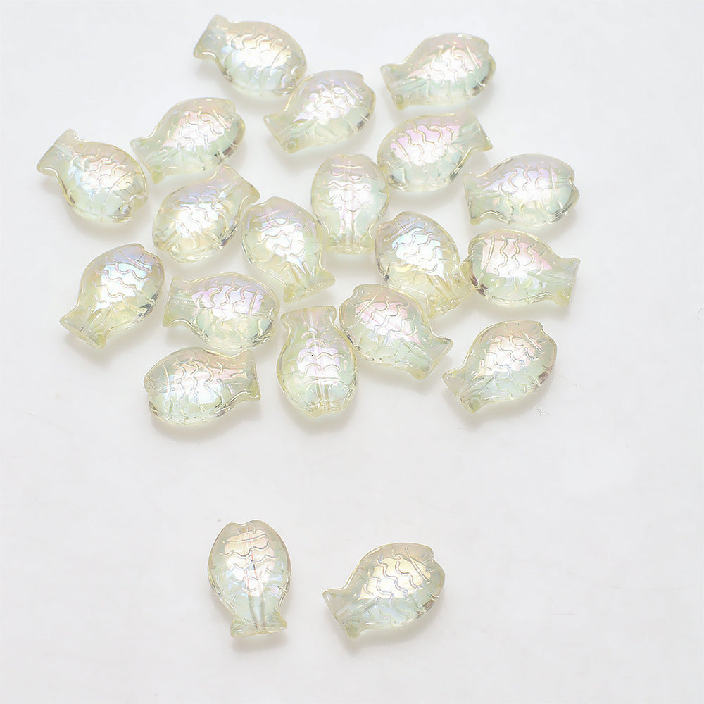 Electroplated Fish Glass Beads 10x14mm Japanese Style Perforated 30pcs 8