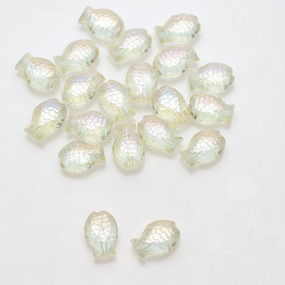 Electroplated Fish Glass Beads 10x14mm Japanese Style Perforated 30pcs 8