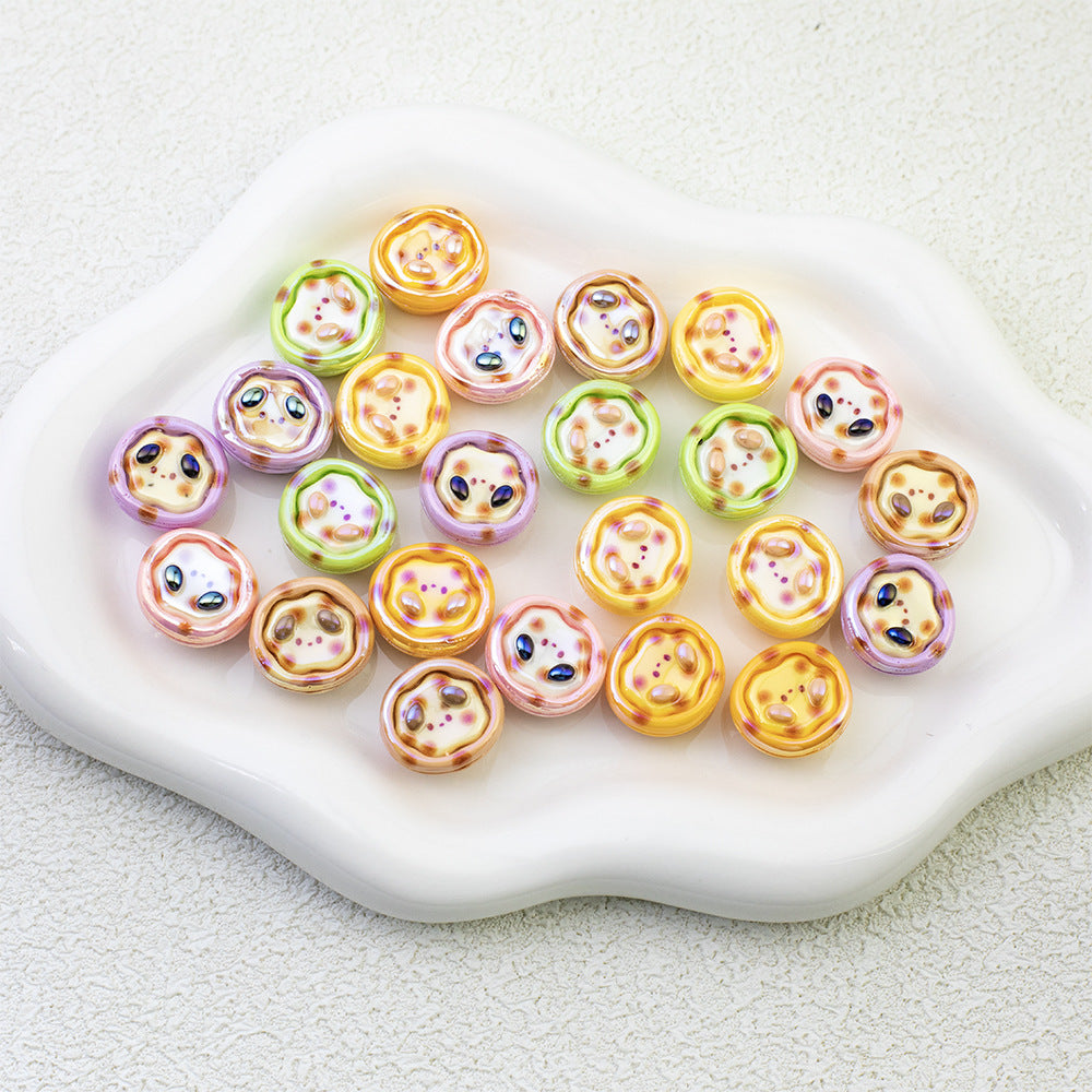 Plating Pochacco Egg Tart Resin Beads 19mm Glossy Pastel Colors 10pcs 4