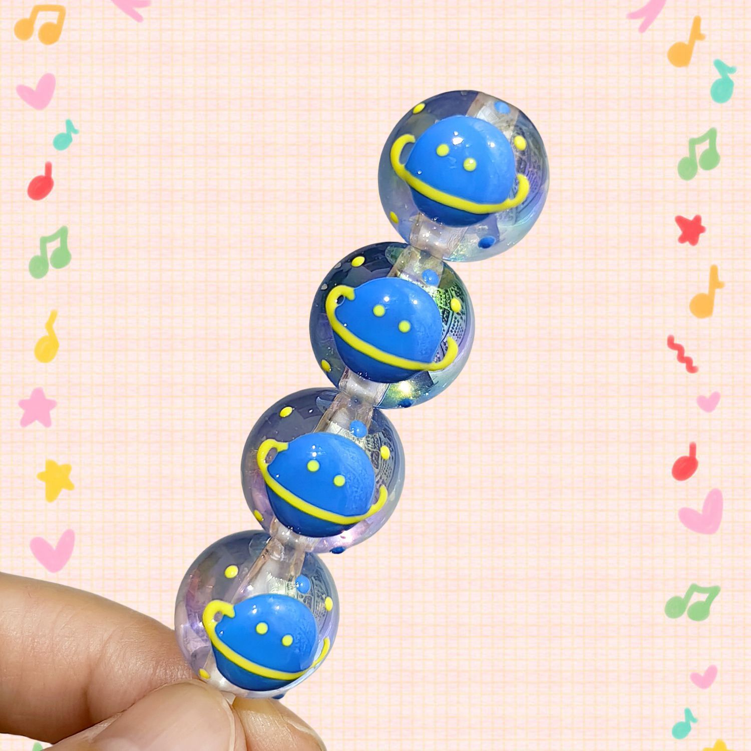 Hand Painted Starfish Acrylic Beads 16mm Christmas Cap Series 5pcs 14