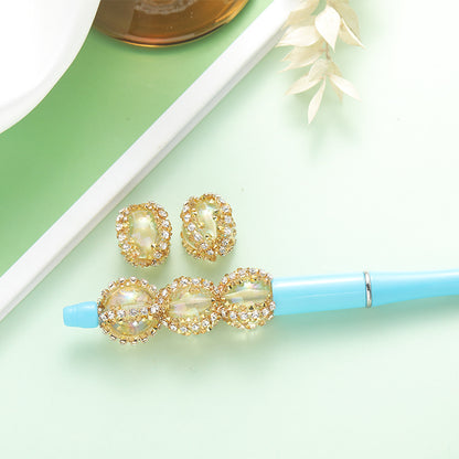 Bubblegum Oval Rhinestone Beads 16mm Chunky Acrylic 10pcs 9
