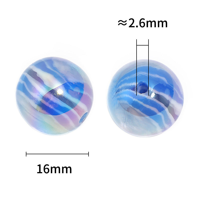 UV Plating Round Acrylic Beads 16mm Imitation Marble Rock Stratum 50pcs 3