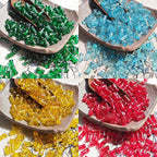 Bamboo Brushed Transparent Glass Beads 6x12mm Mixed Colors 50pcs 2