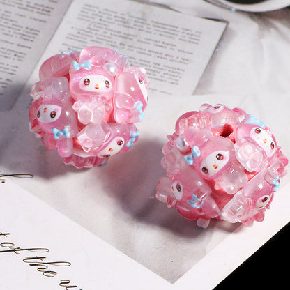 Embellished Bubblegum Beads 20mm Sanri Figures Cluster 5pcs 12