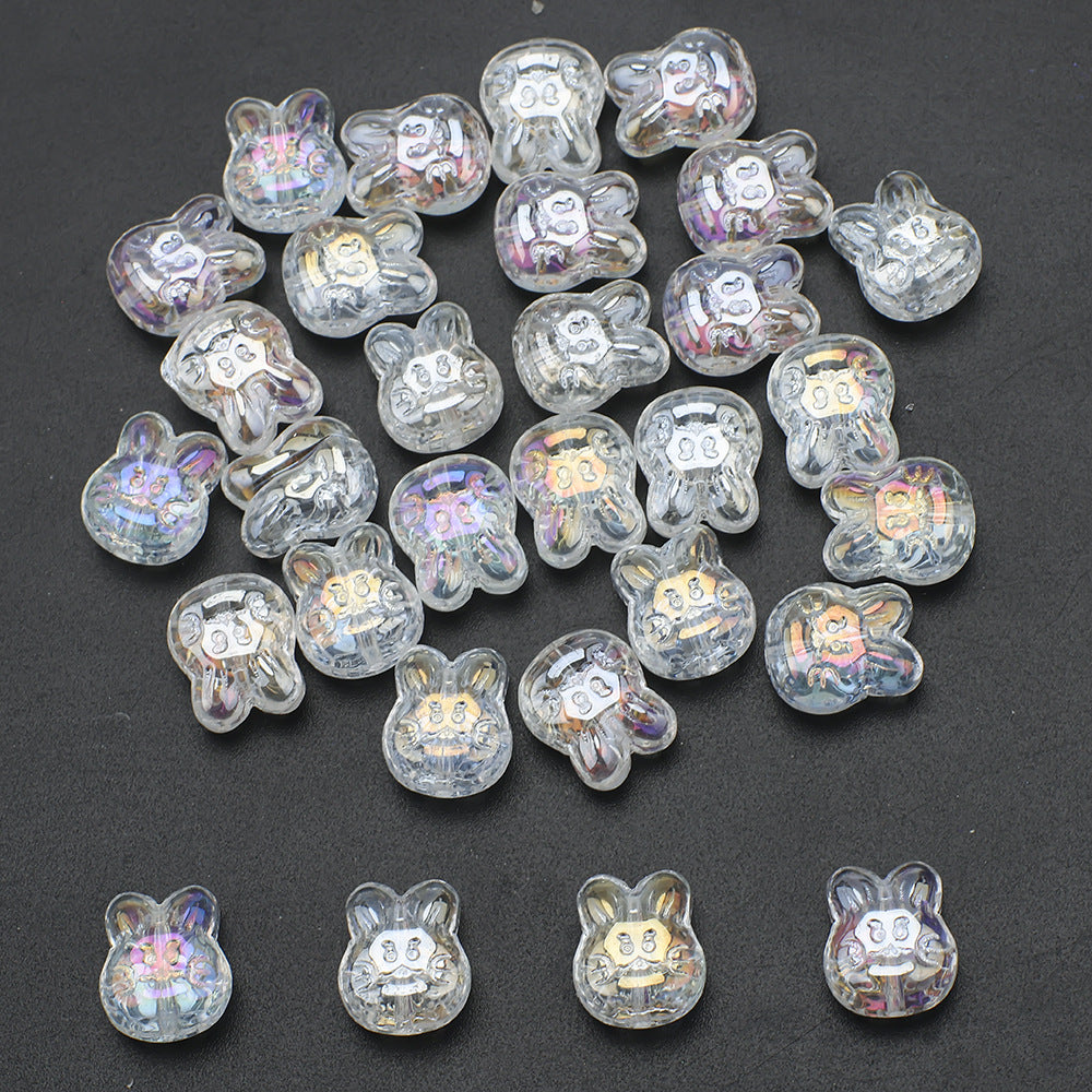 Plating Bunny Head Glass Beads 12mm Iridescent 30pcs 21