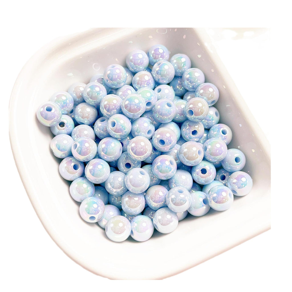 Glow Acrylic Beads 8-12mm Iridescent Plated Pastel Colors 30pcs 5