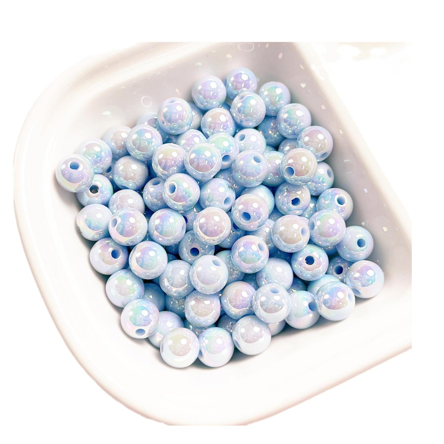 Glow Acrylic Beads 8-12mm Iridescent Plated Pastel Colors 30pcs 5