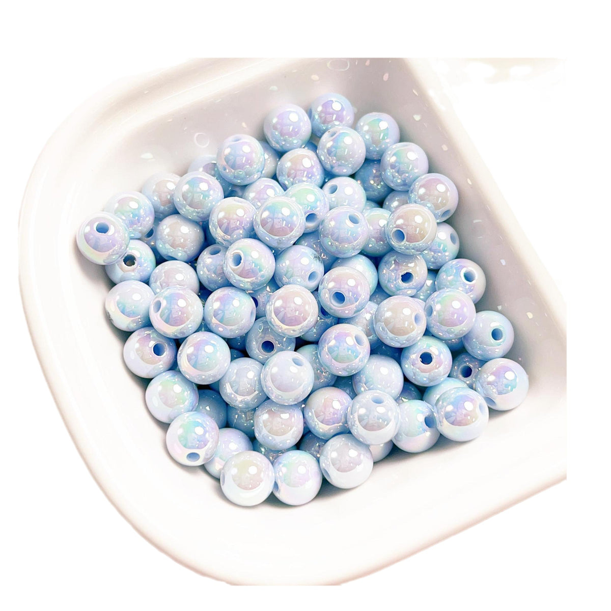 Glow Acrylic Beads 8-12mm Iridescent Plated Pastel Colors 30pcs 5