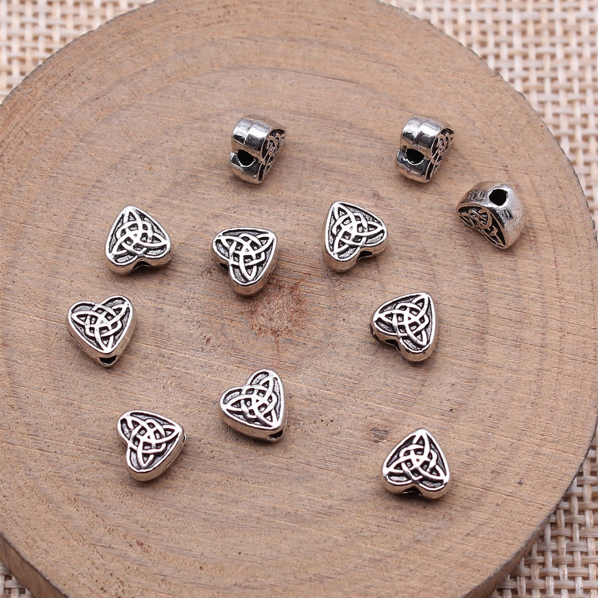 Heart Flat Metal Beads 5mm Geometric Pattern Zinc Alloy 80pcs 4
