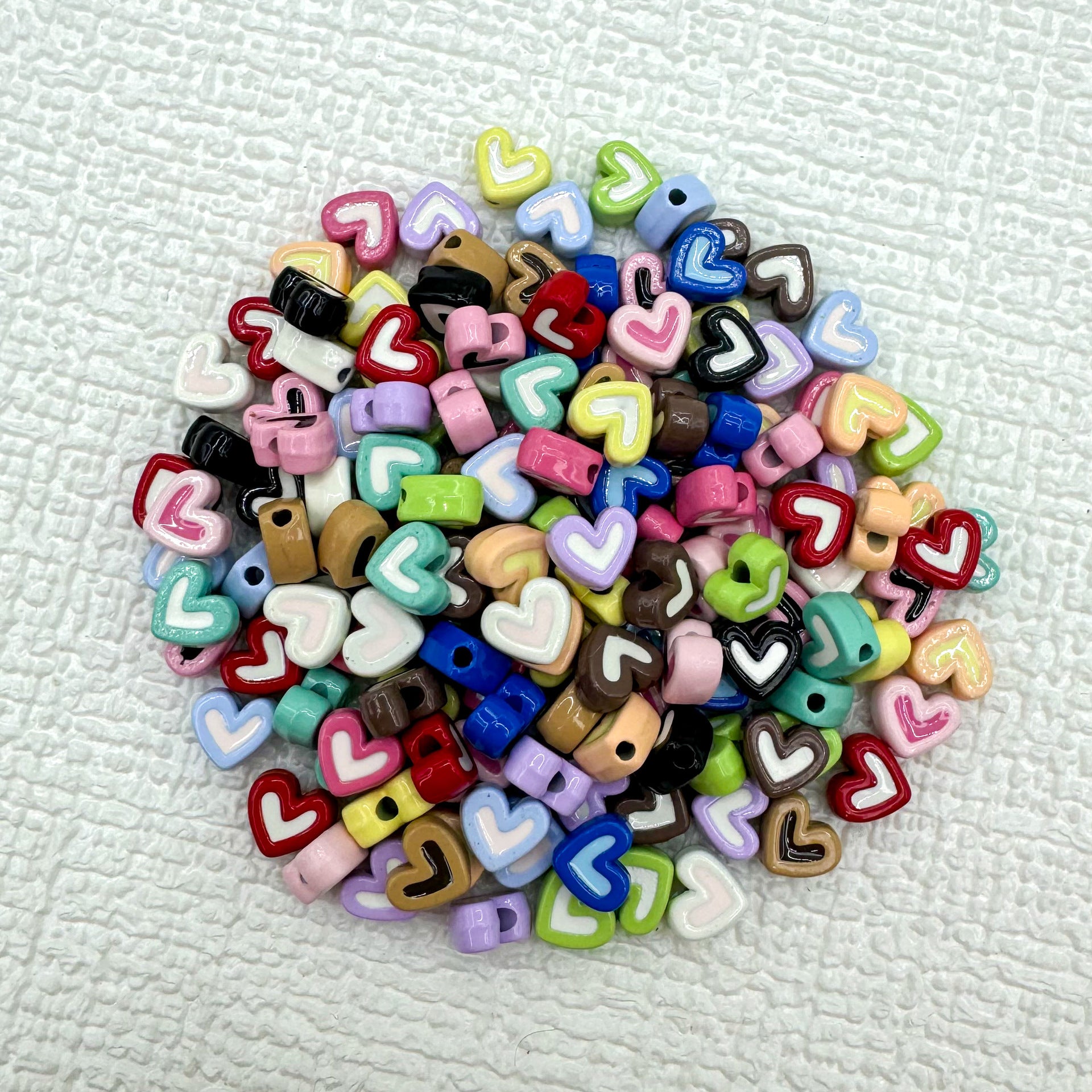 Heart Metal Beads 8mm Two-Tone Enamel Baked Finish 20pcs 6