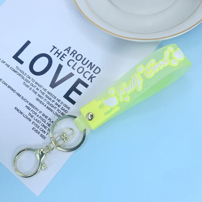 Silicone Transparent Wristlet Keychain Pastel Colors Durable Lightweight 9
