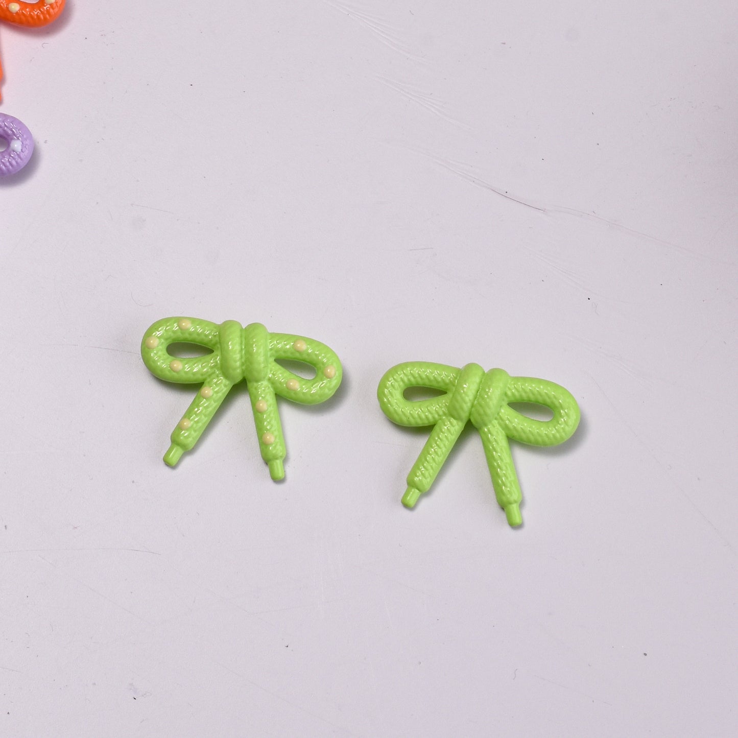 Hand Painted Bow Acrylic Beads 27mm Polka Dot Design 10pcs 11