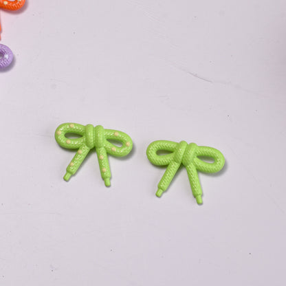 Hand Painted Bow Acrylic Beads 27mm Polka Dot Design 10pcs 11