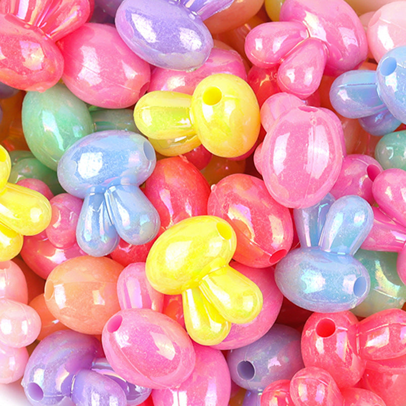 Plated Rabbit Head Acrylic Beads 12.7mm Iridescent AB 50pcs 2