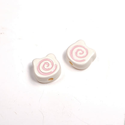 Painted Spiral Bear Acrylic Beads 11mm Colorful Glossy 50pcs 15