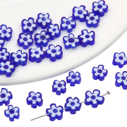 Millefiori Plum Flower Glass Beads 6mm Colorful Mixed 20pcs 15