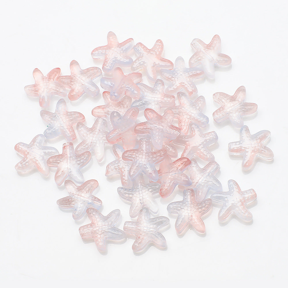 Electroplated Starfish Glass Beads 13-14mm Transparent 30pcs 29