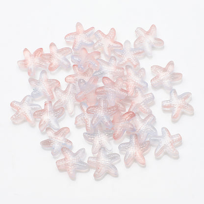 Electroplated Starfish Glass Beads 13-14mm Transparent 30pcs 29
