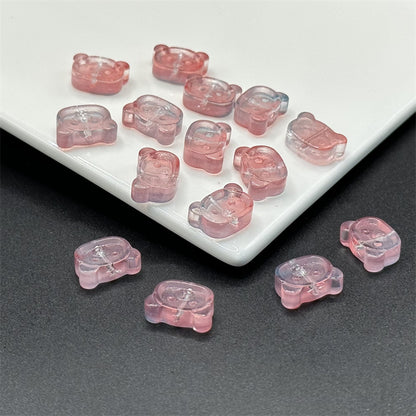 Bear Shape Transparent Glass Beads 14mm Colorful Mix 100pcs 11