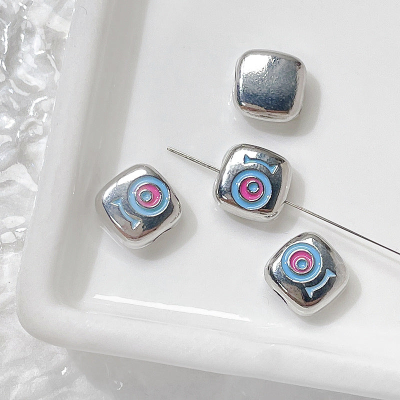 Cat Eye and One-Eyed Beast Metal Beads 10mm Baking Painted 10pcs 21