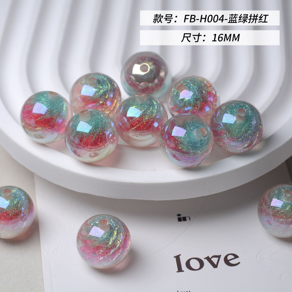 Iridescent Swirl Resin Beads 16mm Round Multicolor 10pcs 2