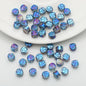 Flat Rose Glass Beads 6mm Iridescent Plating Floral Cube 50pcs 13