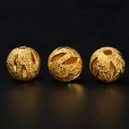 Brass Round Metal Beads 6-10mm Matte Wrinkle Hollow 40pcs 2